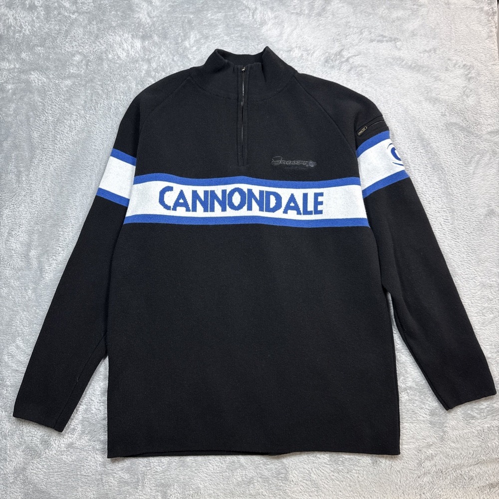 Cannondale MTB Racing Sweater 1/4 Zip Men XL Black Cotton Acrylic Cycling